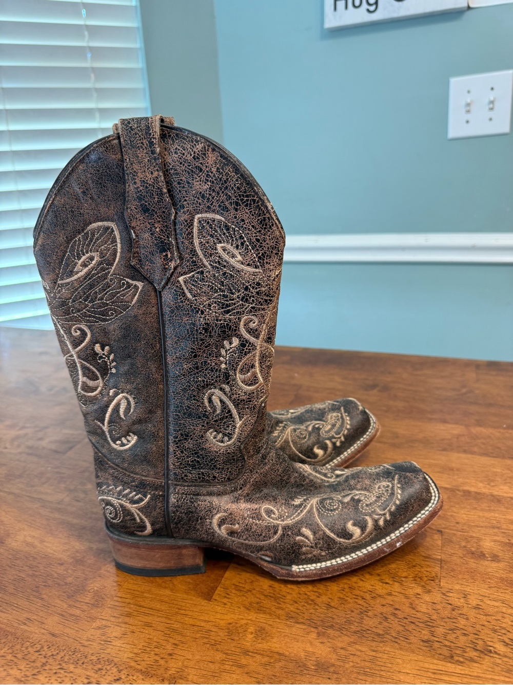Circle G by Corral Dragonfly Embroidered Western Boots Brown Leather Square Toe
